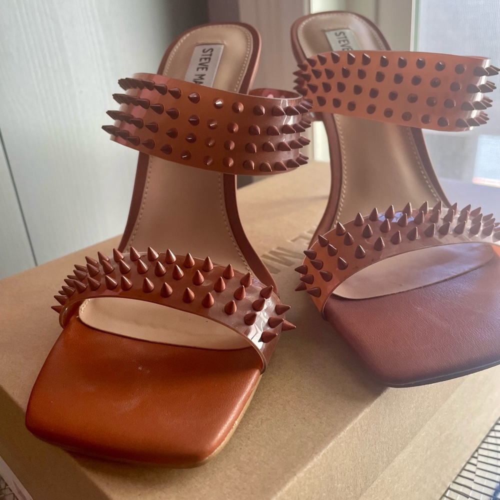 Steve Madden Lunna Spiked Brown Heels - Picture 8 of 8